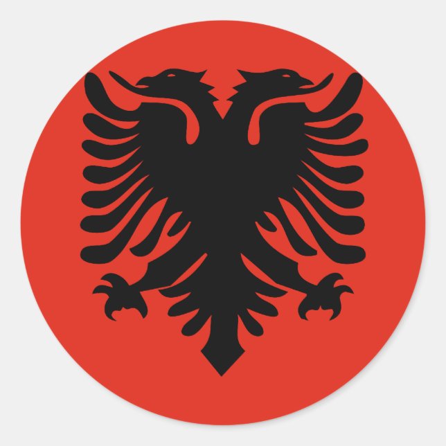 Pegatina Redonda Bandera de Albania (Anverso)