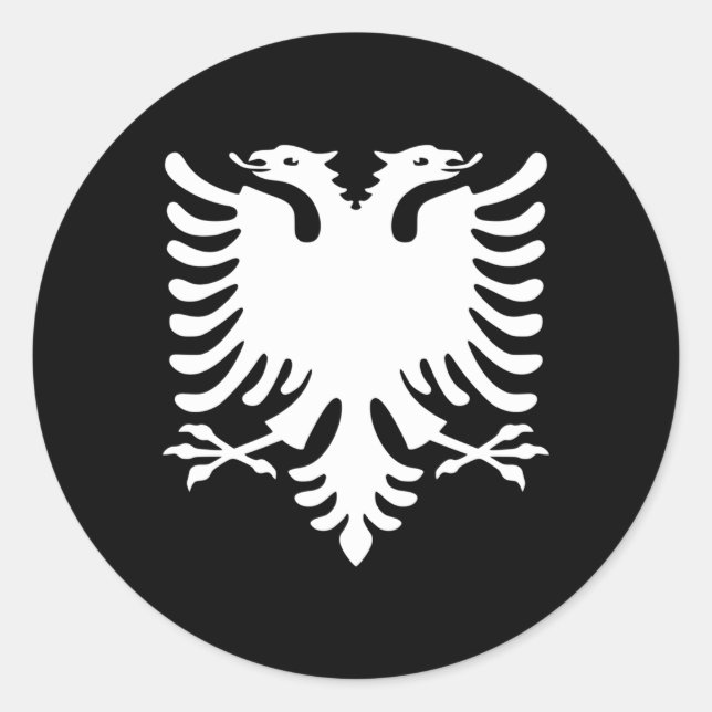 Pegatina Redonda Bandera De Albania (Anverso)