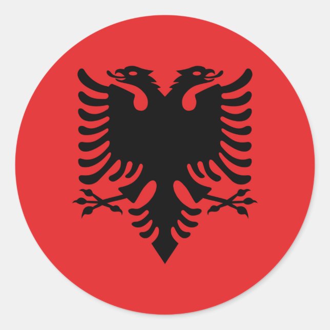 Pegatina Redonda Bandera de Albania (Anverso)