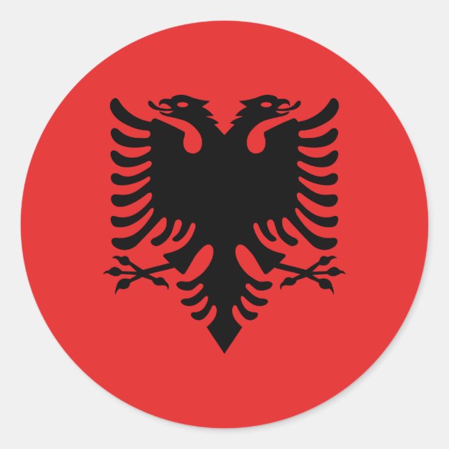 Pegatina Redonda Bandera de Albania (Anverso)