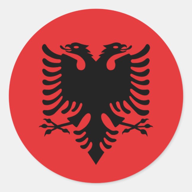 Pegatina Redonda Bandera de Albania (Anverso)