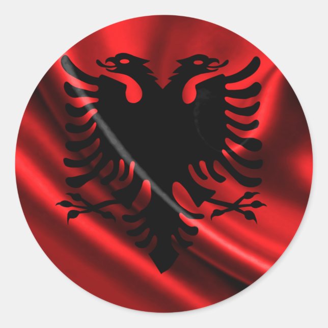 Pegatina Redonda Bandera de Albania, Bandera de Albania (Anverso)