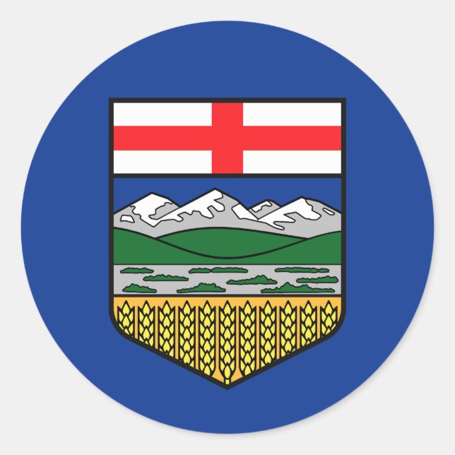 Pegatina Redonda Bandera de Alberta (Anverso)