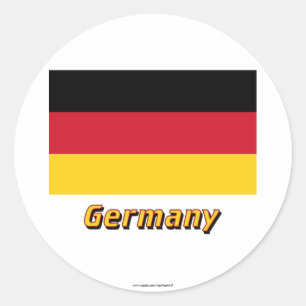 Pegatina Redonda Bandera de Alemania con nombre