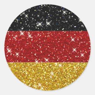 Pegatina Redonda Bandera de Alemania Purpurinas con espárragos