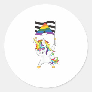 Pegatina Redonda Bandera de Aliado Recto Unicornio Trans Gay Pride