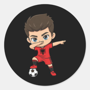 Pegatina Redonda Bandera de Alnia Dab Kid Goal Dibujos animados Aln