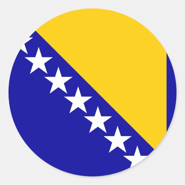 Pegatina Redonda Bandera de alta calidad de Bosnia y Herzegovina (Anverso)