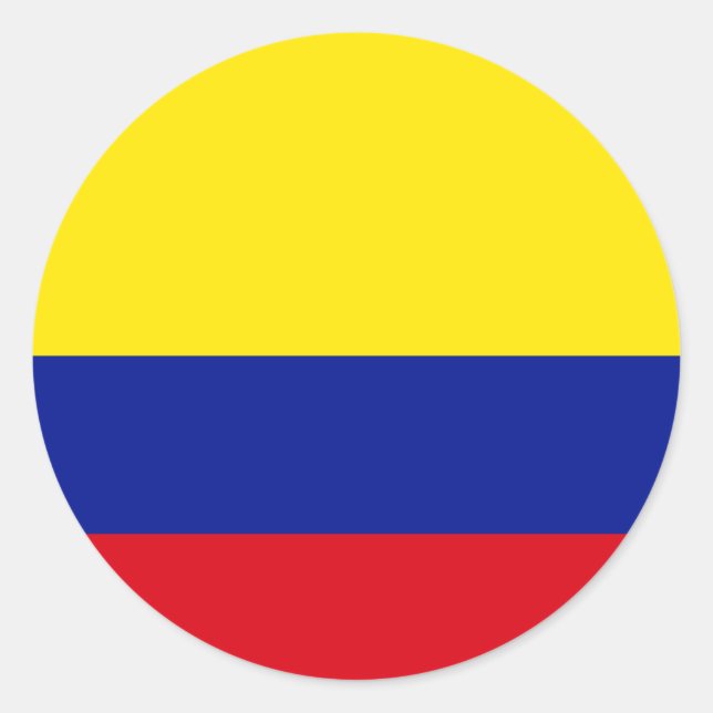 Pegatina Redonda Bandera de alta calidad de Colombia (Anverso)