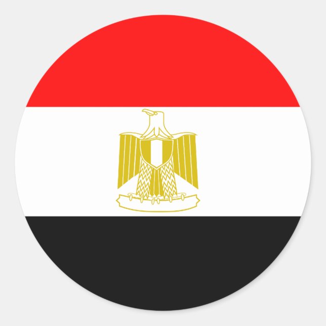 Pegatina Redonda Bandera de alta calidad de Egipto (Anverso)