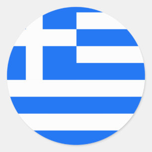 Pegatina Redonda Bandera de alta calidad de Grecia