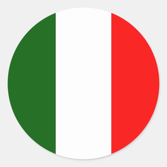 Pegatina Redonda Bandera de alta calidad de Italia (Anverso)