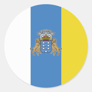 Pegatina Redonda Bandera de alta calidad de las Islas Canarias