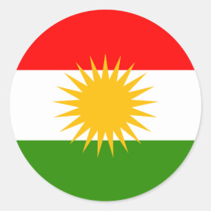Pegatina Redonda Bandera de alta calidad del Kurdistan