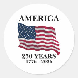 Pegatina Redonda Bandera de América 250 Años