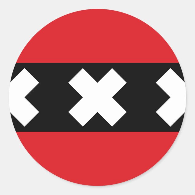 Pegatina Redonda Bandera de Ámsterdam (Anverso)