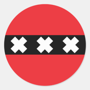 Pegatina Redonda Bandera de Ámsterdam