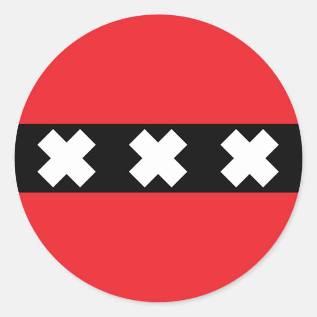 Pegatina Redonda Bandera de Ámsterdam (Anverso)