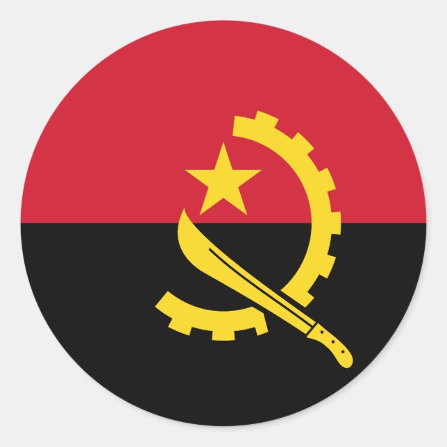 Pegatina Redonda Bandera de Angola (Anverso)