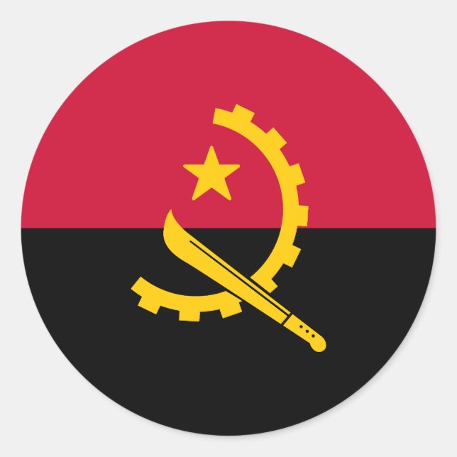 Pegatina Redonda Bandera de Angola (Anverso)