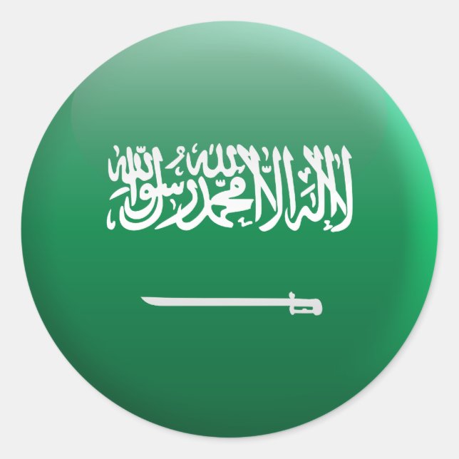 Pegatina Redonda Bandera de Arabia Saudita (Anverso)