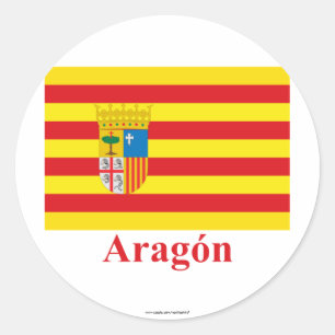 Pegatina Redonda Bandera de Aragón con nombre