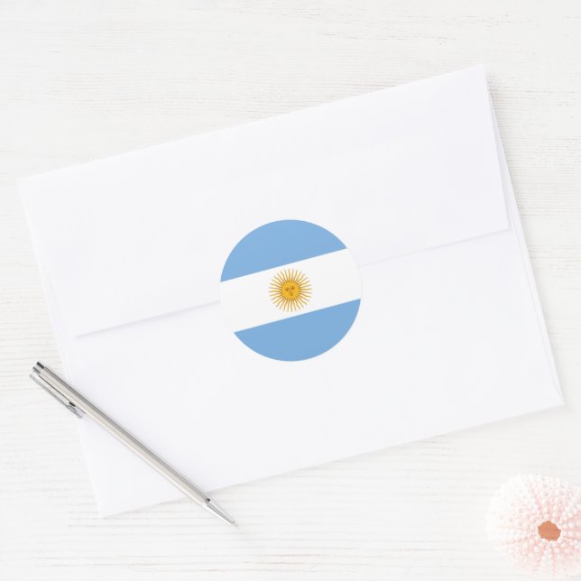 Pegatina Redonda Bandera de Argentina (Sobre)