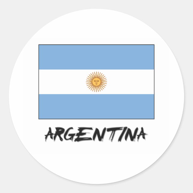 Pegatina Redonda Bandera de Argentina (Anverso)
