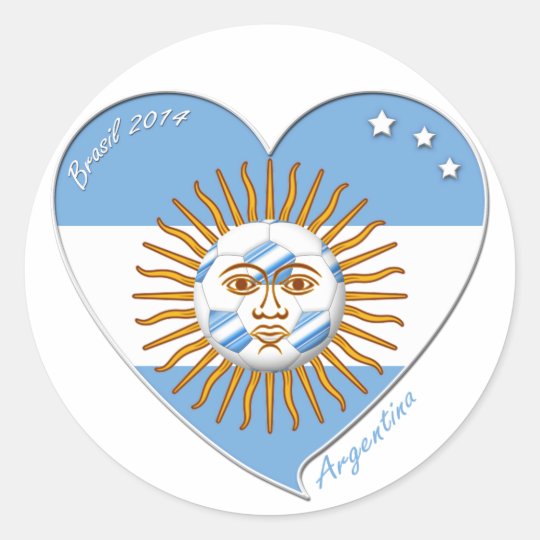 Pegatina Redonda Bandera de ARGENTINA FÚTBOL nacional sol de mayo