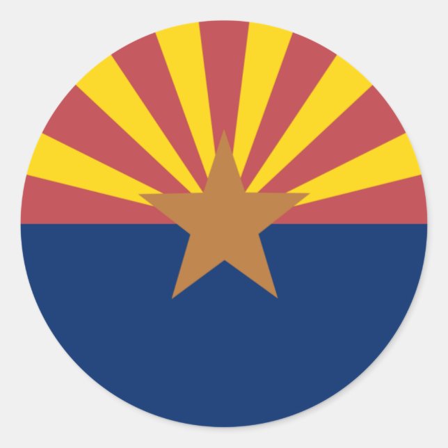 Pegatina Redonda Bandera de Arizona (Anverso)