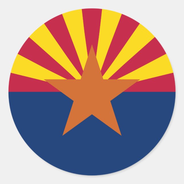 Pegatina Redonda Bandera de Arizona (Anverso)