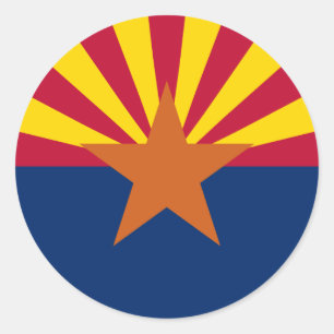 Pegatina Redonda Bandera de Arizona