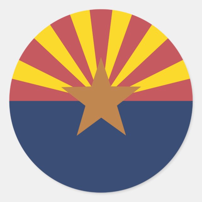 Pegatina Redonda Bandera de Arizona (Anverso)