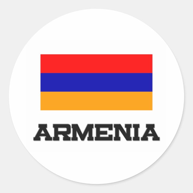 Pegatina Redonda Bandera de Armenia (Anverso)