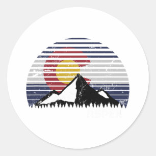 Pegatina Redonda Bandera de Aspen Colorado - Montaña del Día del Pa