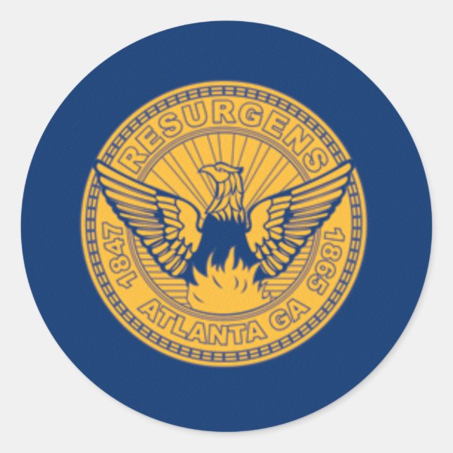 Pegatina Redonda Bandera de Atlanta, Georgia (Anverso)