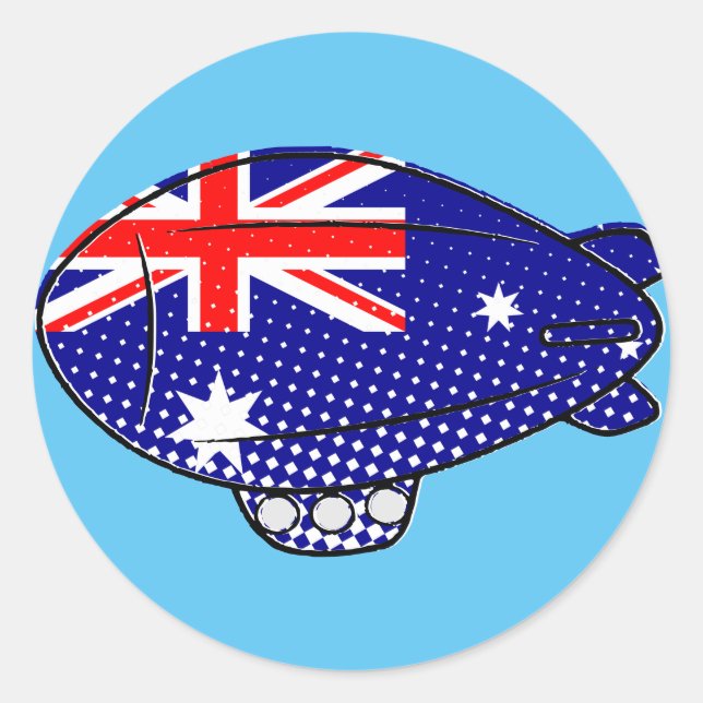 Pegatina Redonda Bandera De Australia Blimp De Globo En Personaliza (Anverso)