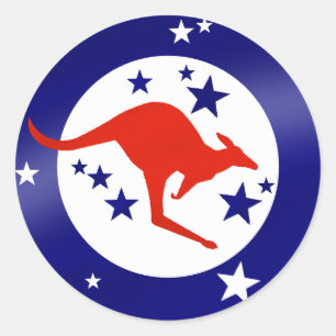 Pegatina Redonda Bandera de Australia Kangaroo Oz Aussie