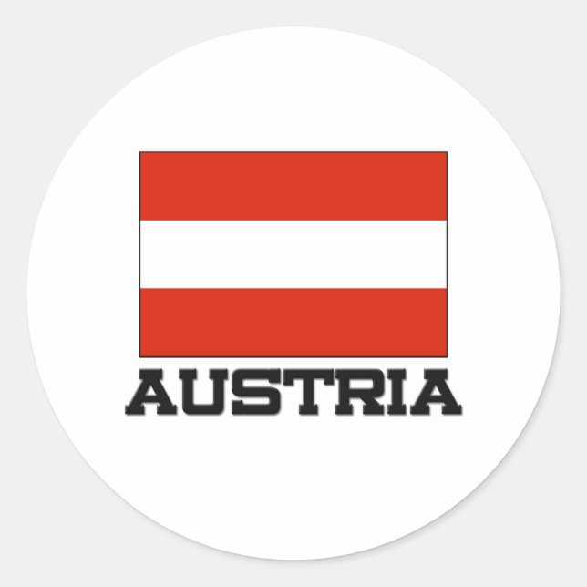 Pegatina Redonda Bandera de Austria (Anverso)