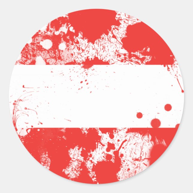 Pegatina Redonda Bandera de Austria (Anverso)