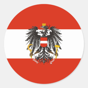 Pegatina Redonda Bandera de Austria (estado, variante), Austria
