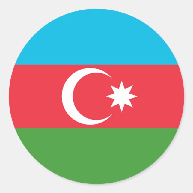 Pegatina Redonda Bandera de Azerbaiyán (Anverso)