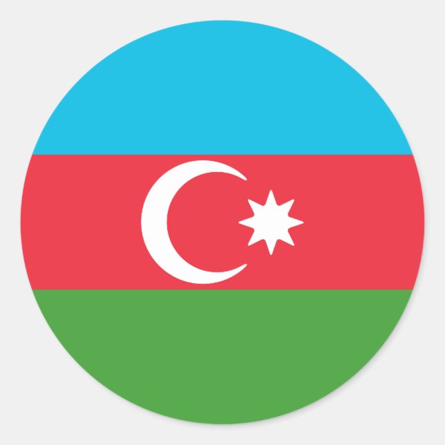 Pegatina Redonda Bandera de Azerbaiyán (Anverso)