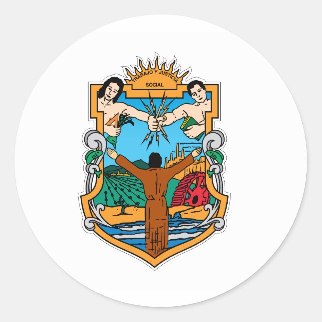Pegatina Redonda Bandera de Baja California (Anverso)