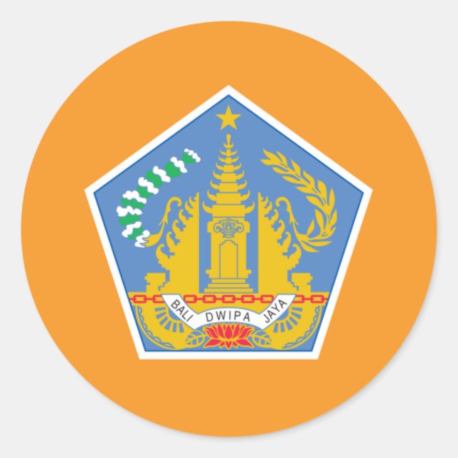 Pegatina Redonda Bandera de Bali, Indonesia (Anverso)