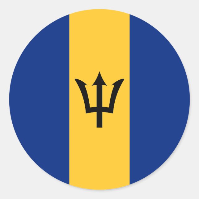 Pegatina Redonda Bandera de Barbados (Anverso)