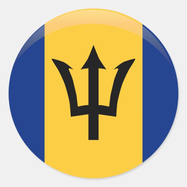 Pegatina Redonda Bandera de Barbados (Anverso)