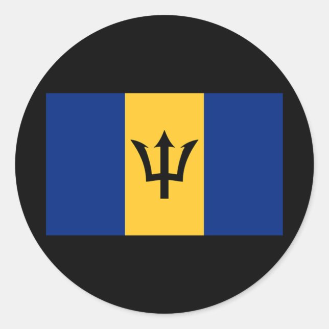 Pegatina Redonda Bandera de Barbados (Anverso)