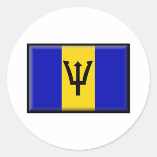 Pegatina Redonda Bandera de Barbados