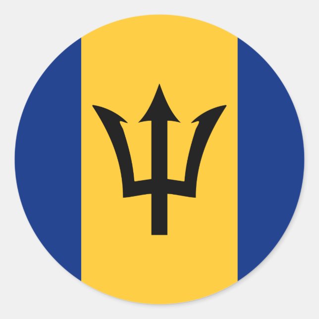 Pegatina Redonda Bandera de Barbados (Anverso)